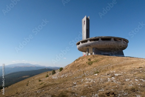 communist monument Buzludzha in the Stara Planina mountains in central Bulgaria