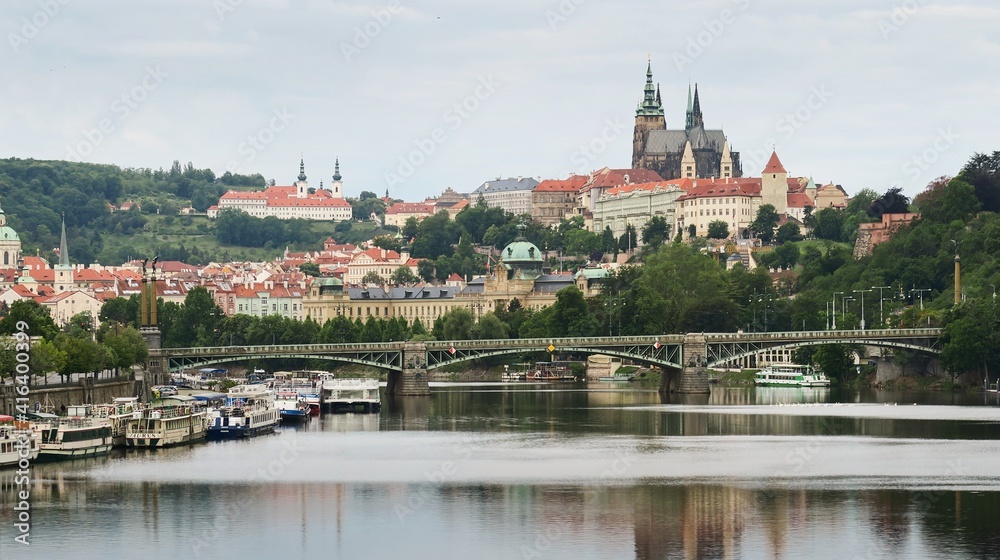 river Vltava, Loreta and Prague Castle in Prague in the Czech Republic