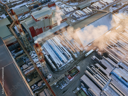Industrial landscape aerial view. Warehouses and workshops © Mulderphoto