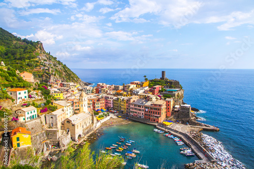 Colorful villages and seascape in Cinque terre, Italy  photo