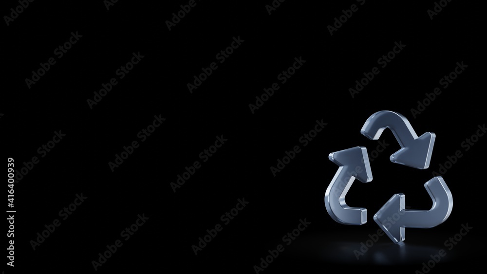 3d rendering frosted glass symbol of recycle isolated with reflection 3d rendering frosted glass symbol of recycle isolated with reflection