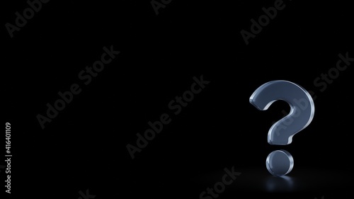 3d rendering frosted glass symbol of question isolated with reflection