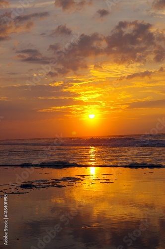 Sunrise over the Atlantic Ocean with no people. Huntington Beach State Park, South Carolina, USA