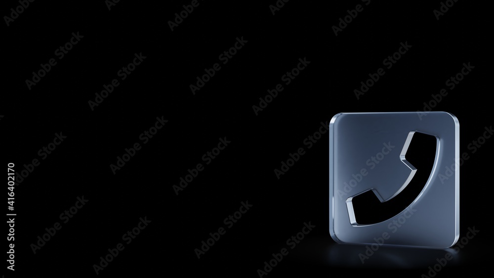 3d rendering frosted glass symbol of phone square isolated with reflection 3d rendering frosted glass symbol of phone square isolated with reflection