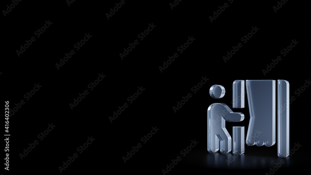3d rendering frosted glass symbol of person booth isolated with reflection 3d rendering frosted glass symbol of person booth isolated with reflection