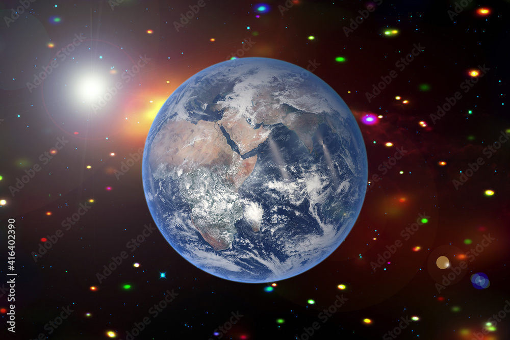 Abstract space background with earth. The elements of this image furnished by NASA.