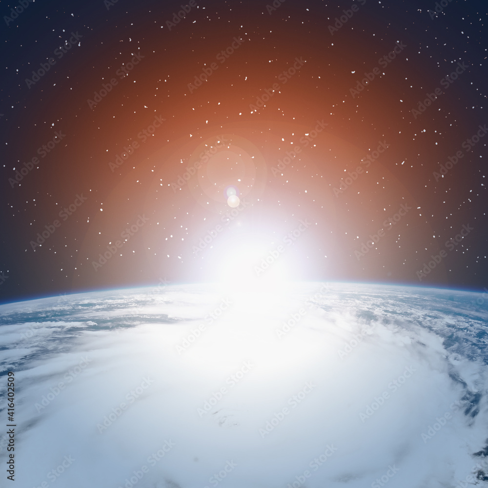 Naklejka premium Epic sunrise from space. The elements of this image furnished by NASA.