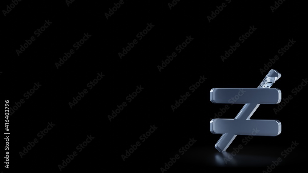 3d rendering frosted glass symbol of not equal isolated with reflection 3d rendering frosted glass symbol of not equal isolated with reflection