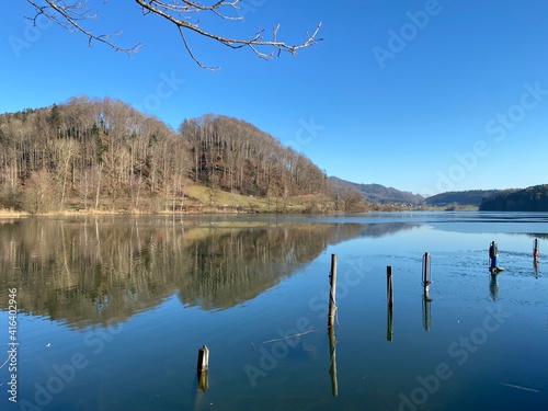 Late winter and early spring on the Türler Lake or Türlersee Lake (Tuerlersee oder Turlersee), Aeugst am Albis - Canton of Zürich, Switzerland (Schweiz) photo