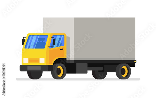 Yellow cargo van for delivery goods. Vector illustration.