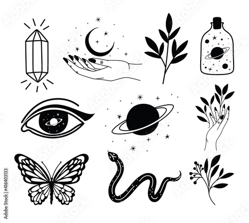 bundle of minimalist tattoo on a white background