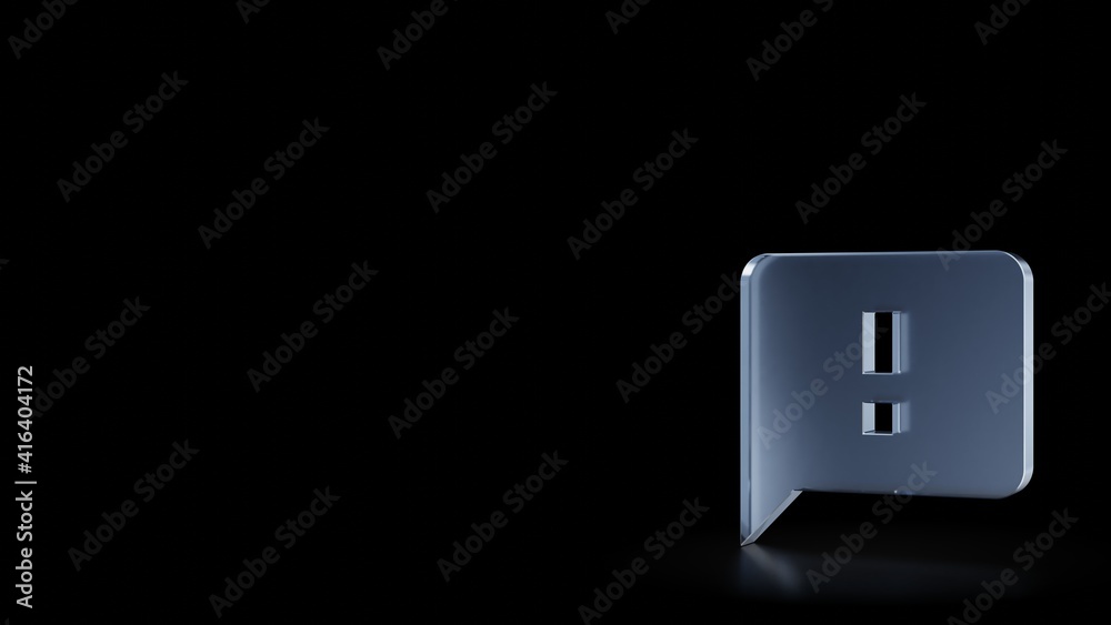 3d rendering frosted glass symbol of interface isolated with reflection