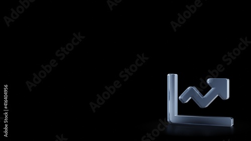 3d rendering frosted glass symbol of chart line isolated with reflection