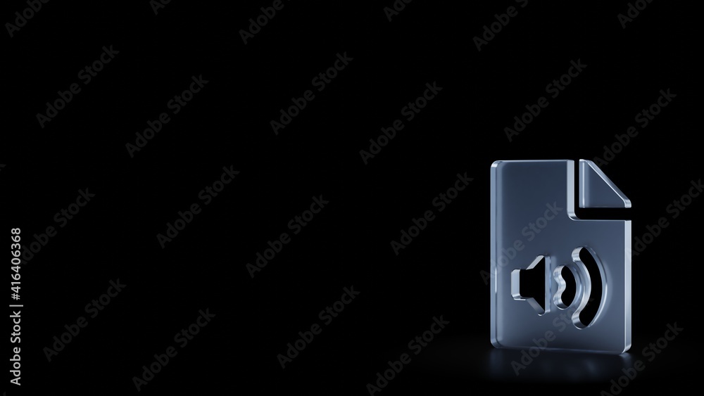 3d rendering frosted glass symbol of file audio isolated with reflection 3d rendering frosted glass symbol of file audio isolated with reflection