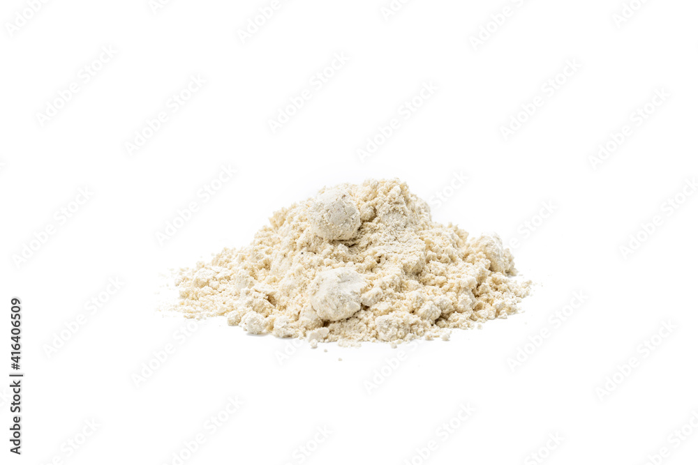 dry wasabi powder isolated on a white background. above view dry wasabi powder isolated on a white background. above view