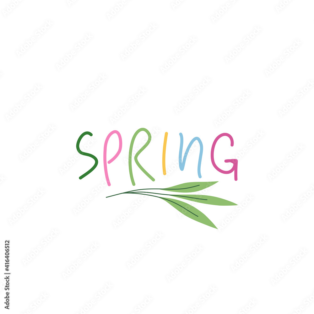 Spring mood floral vector illustration in simple doodle style with flowers and leaves. Gentle, springtime floral background in pastel colors Spring mood floral vector illustration in simple doodle style with flowers and leaves. Gentle, springtime floral background in pastel colors