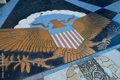 Bas relief plaque of an American Eagle, Hoover Dam, Arizona, Nevada, USA