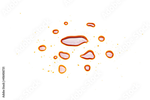 soy sauce drip isolated on a white background. soya sauce swirl cut out. above view. studio shot