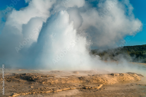 A not so faithful geyser at yellowstone erupting again