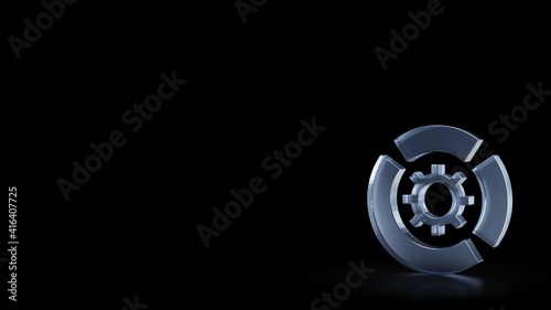 3d rendering frosted glass symbol of diagram isolated with reflection