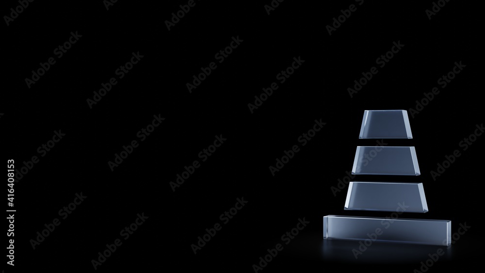 3d rendering frosted glass symbol of cone isolated with reflection 3d rendering frosted glass symbol of cone isolated with reflection
