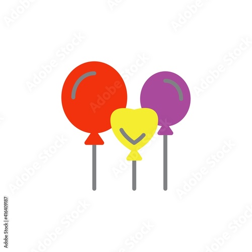balloons flat Icon.carnival and tool vector illustration on white background