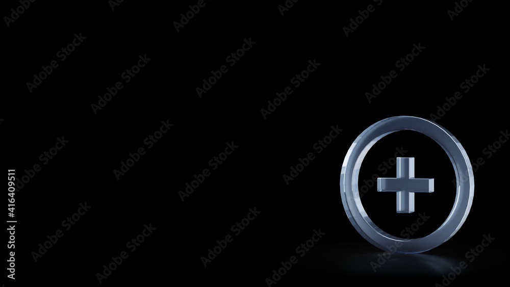 3d rendering frosted glass symbol of circle with plus isolated with reflection 3d rendering frosted glass symbol of circle with plus isolated with reflection
