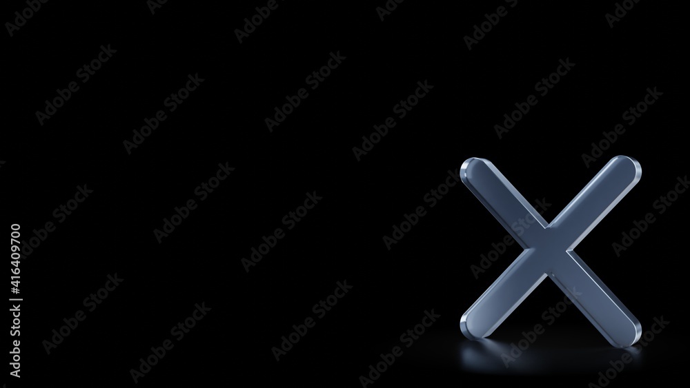 Obraz premium 3d rendering frosted glass symbol of cancel isolated with reflection