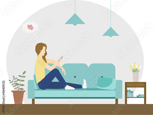 Online virtual dating. Concep illustration. Flat illustration.