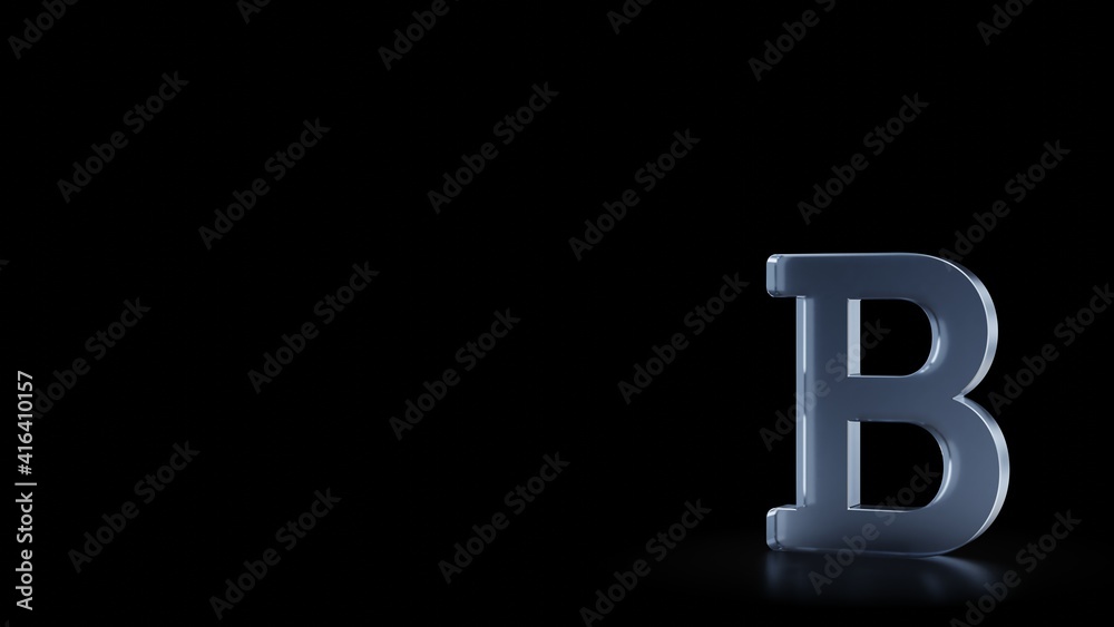 3d rendering frosted glass symbol of bold isolated with reflection