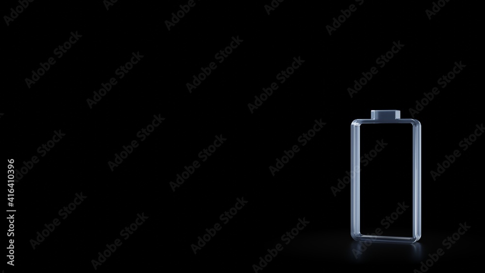 3d rendering frosted glass vertical symbol of empty battery isolated with reflection 3d rendering frosted glass vertical symbol of empty battery isolated with reflection