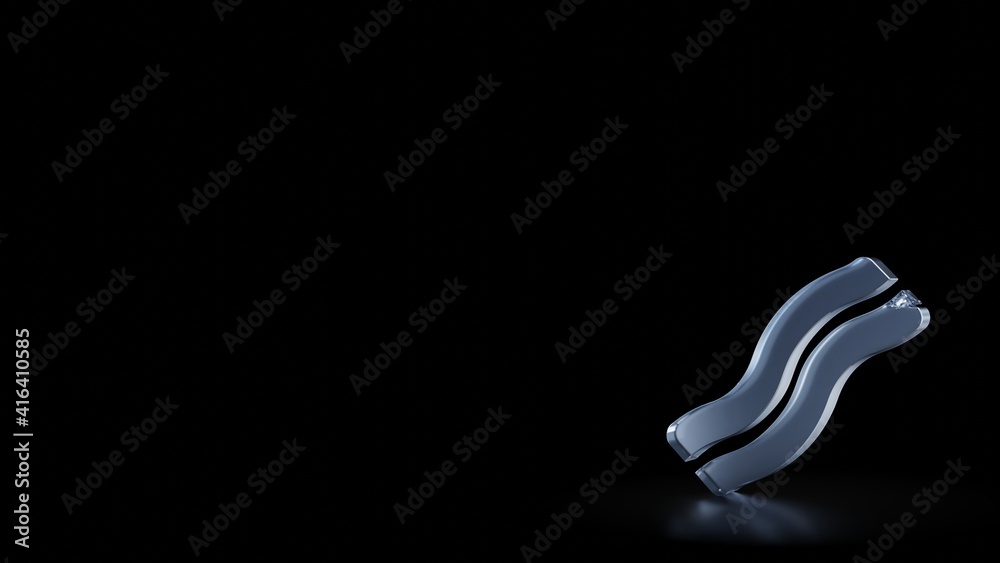 3d rendering frosted glass symbol of bacon isolated with reflection 3d rendering frosted glass symbol of bacon isolated with reflection