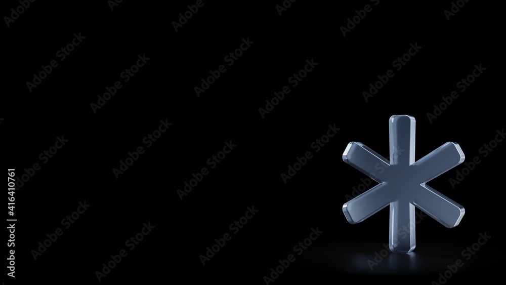 3d rendering frosted glass symbol of asterisk isolated with reflection 3d rendering frosted glass symbol of asterisk isolated with reflection