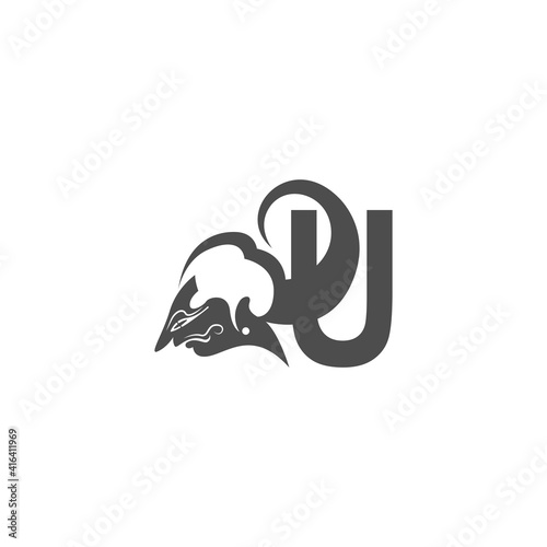 Fototapeta Naklejka Na Ścianę i Meble -  Javanese puppet icon with letter logo design vector illustration