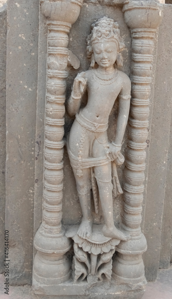 a statue at harshat mata temple situated in the village of abhaneri in india