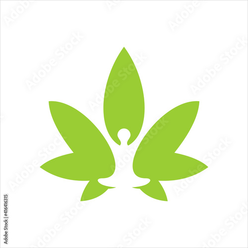 body zen yoga with leaf lotus logo design vector.