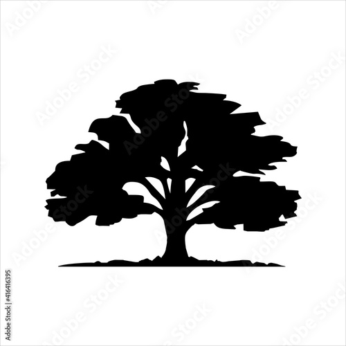silhouette of a oak tree logo template vector