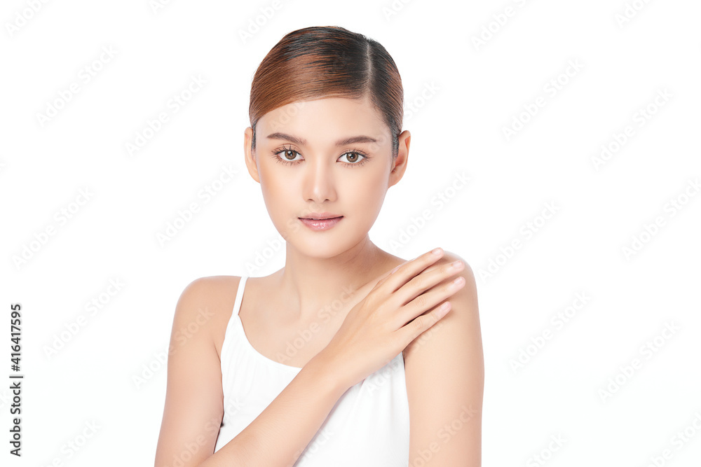 Beautiful young asian woman with clean fresh skin on white background, Face care, Facial treatment, Cosmetology, beauty and spa, Asian women portrait Beautiful young asian woman with clean fresh skin on white background, Face care, Facial treatment, Cosmetology, beauty and spa, Asian women portrait