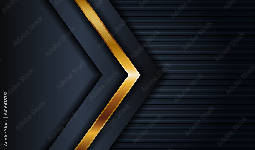 Abstract dark grey metallic with gold light luxury design background. Modern futuristic shadow black space overlap layer on shine line golden element decoration Abstract dark grey metallic with gold light luxury design background. Modern futuristic shadow black space overlap layer on shine line golden element decoration