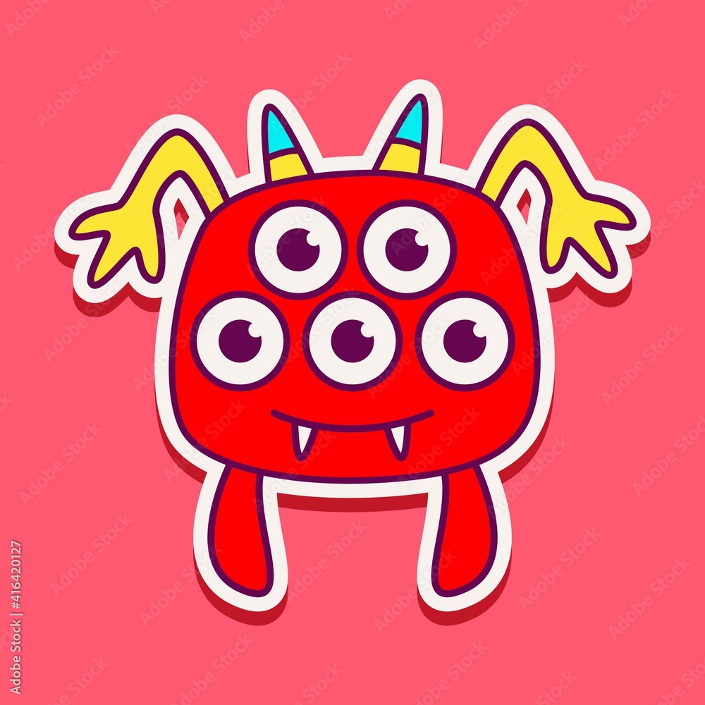 Fototapeta premium cute monster cartoon doodle design for coloring, backgrounds, stickers, logos, symbol, icons and more