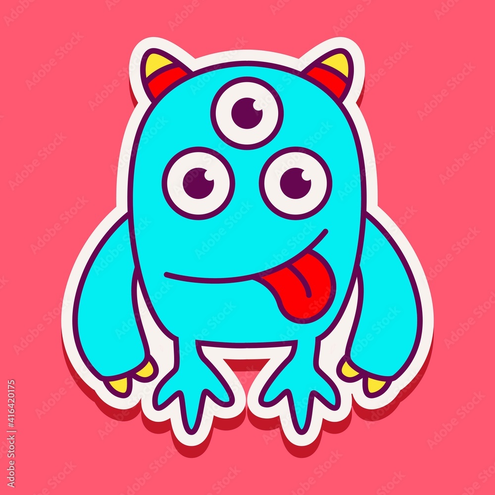 Fototapeta premium cute monster cartoon doodle design for coloring, backgrounds, stickers, logos, symbol, icons and more
