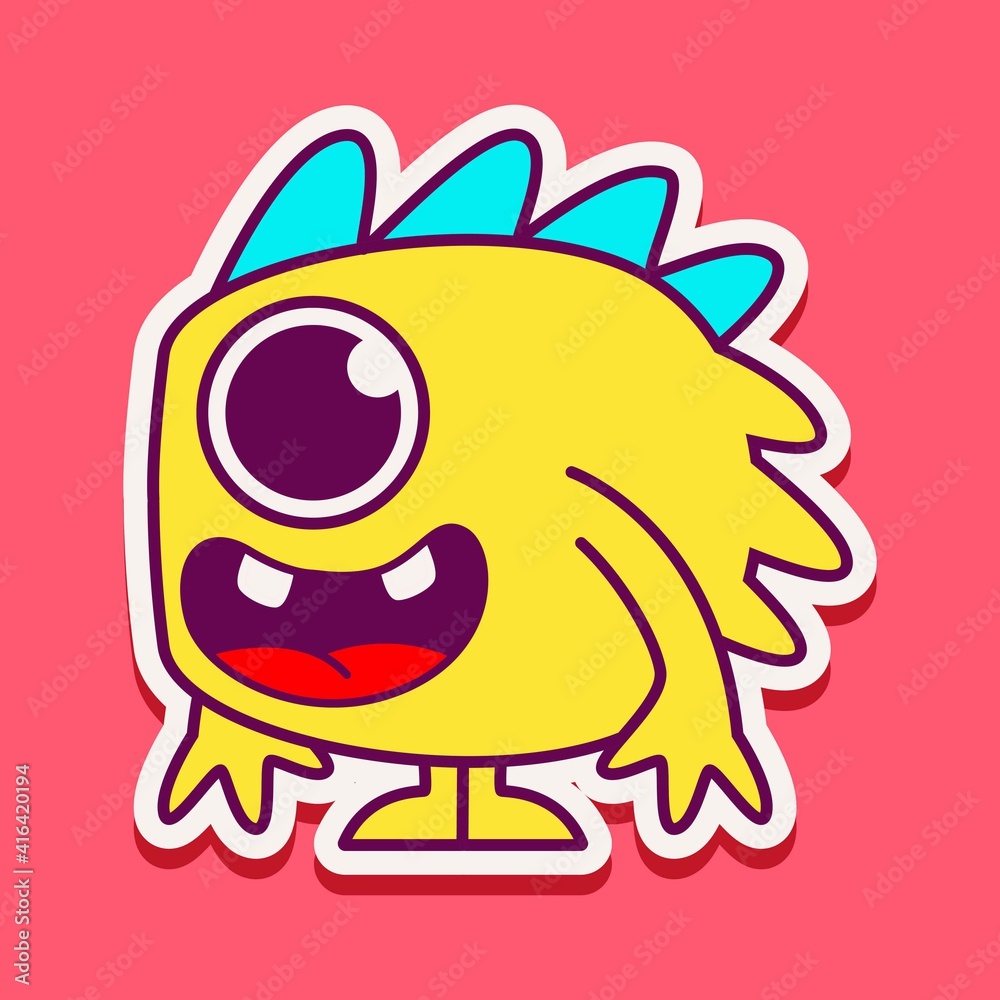 Fototapeta premium cute monster cartoon doodle design for coloring, backgrounds, stickers, logos, symbol, icons and more