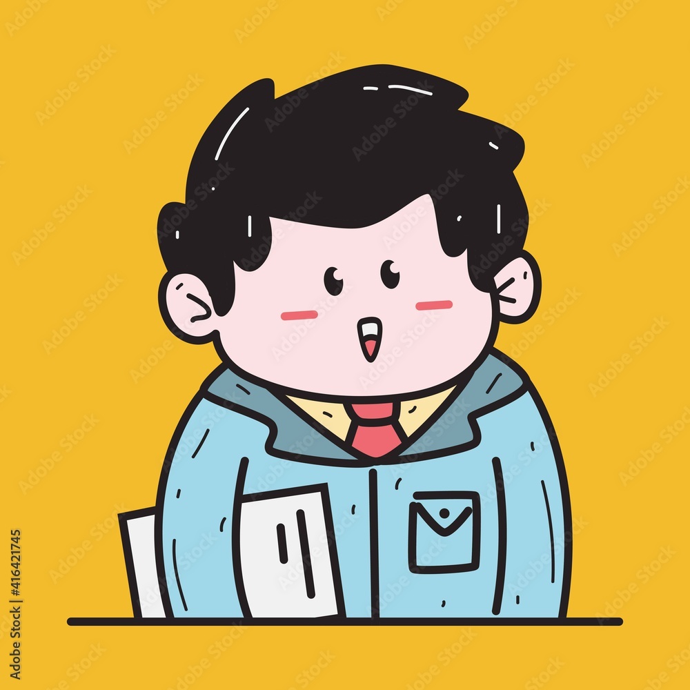 kawaii cartoon character businessman design