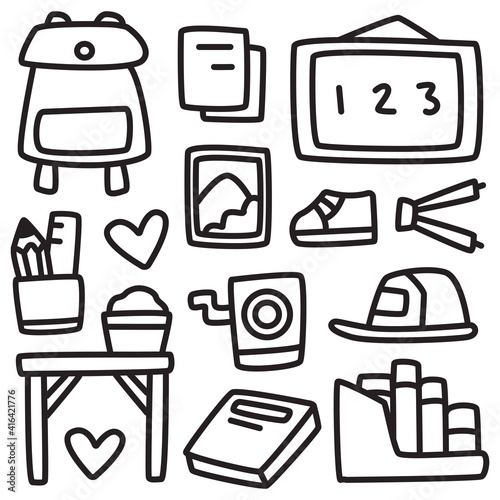 back to school cartoon doodle design hand drawn
