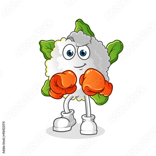 cauliflower boxer character. cartoon mascot vector