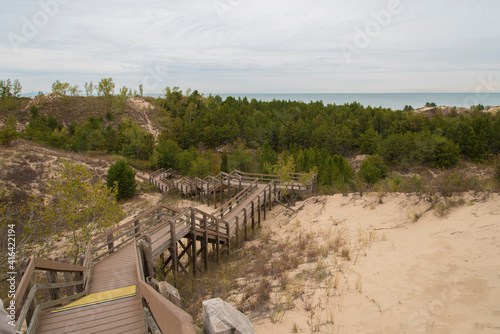 Fototapeta Naklejka Na Ścianę i Meble -  Indiana Dunes Stairs - Dune Succession Trail