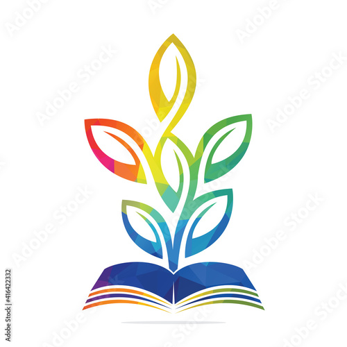 Book Tree Vector Template Design. Educational Tree On Book Template..