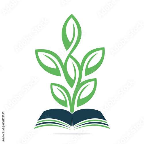Book Tree Vector Template Design. Educational Tree On Book Template..