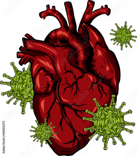 virus infect a human heart vector illustration