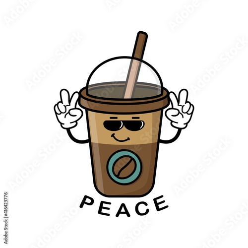 cute coffee cup cartoon mascot character vector design
